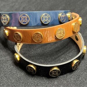 Rustic Cuff Leather Bracelets Set of 3 Adjustable